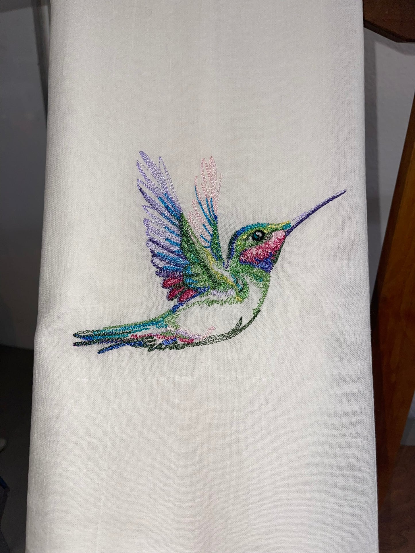 Beautiful Hummingbird Embroidered Kitchen Towel