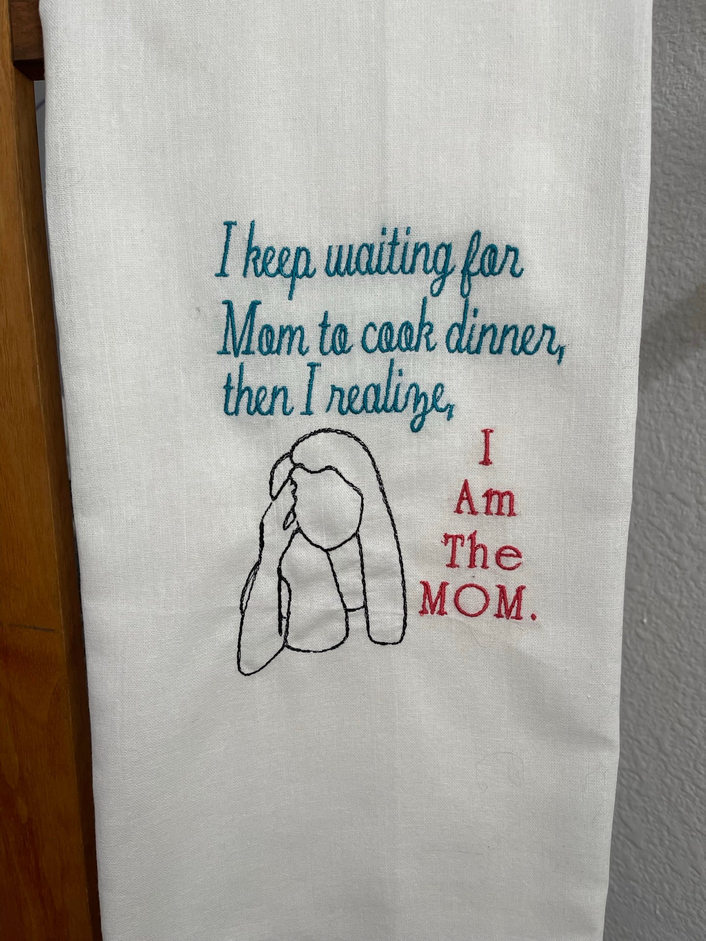 Waiting for mom to cook.... Embroidered Towel