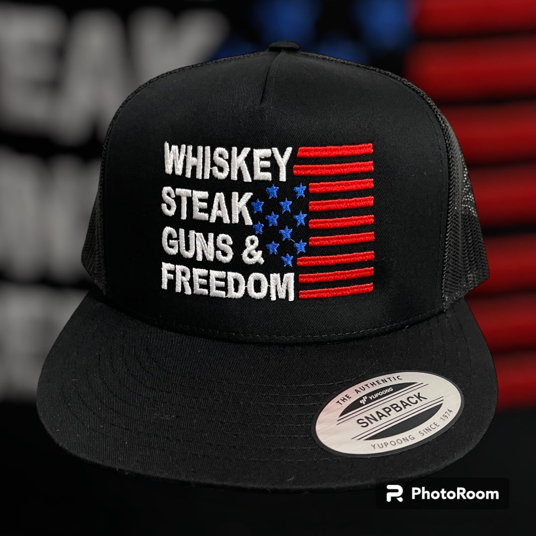 Whiskey Steak Guns and Freedom Embroidered Hat