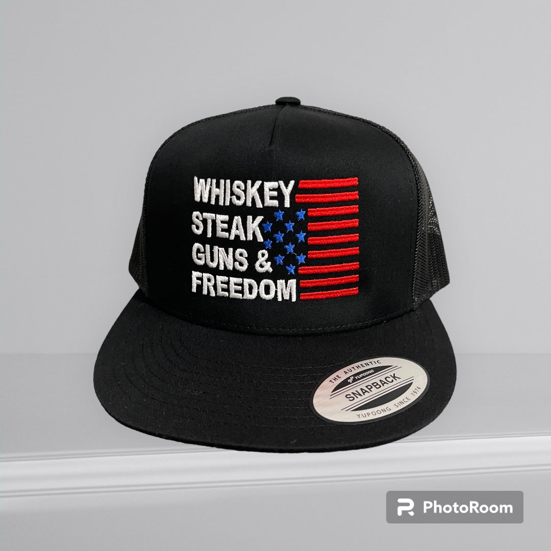 Whiskey Steak Guns and Freedom Embroidered Hat
