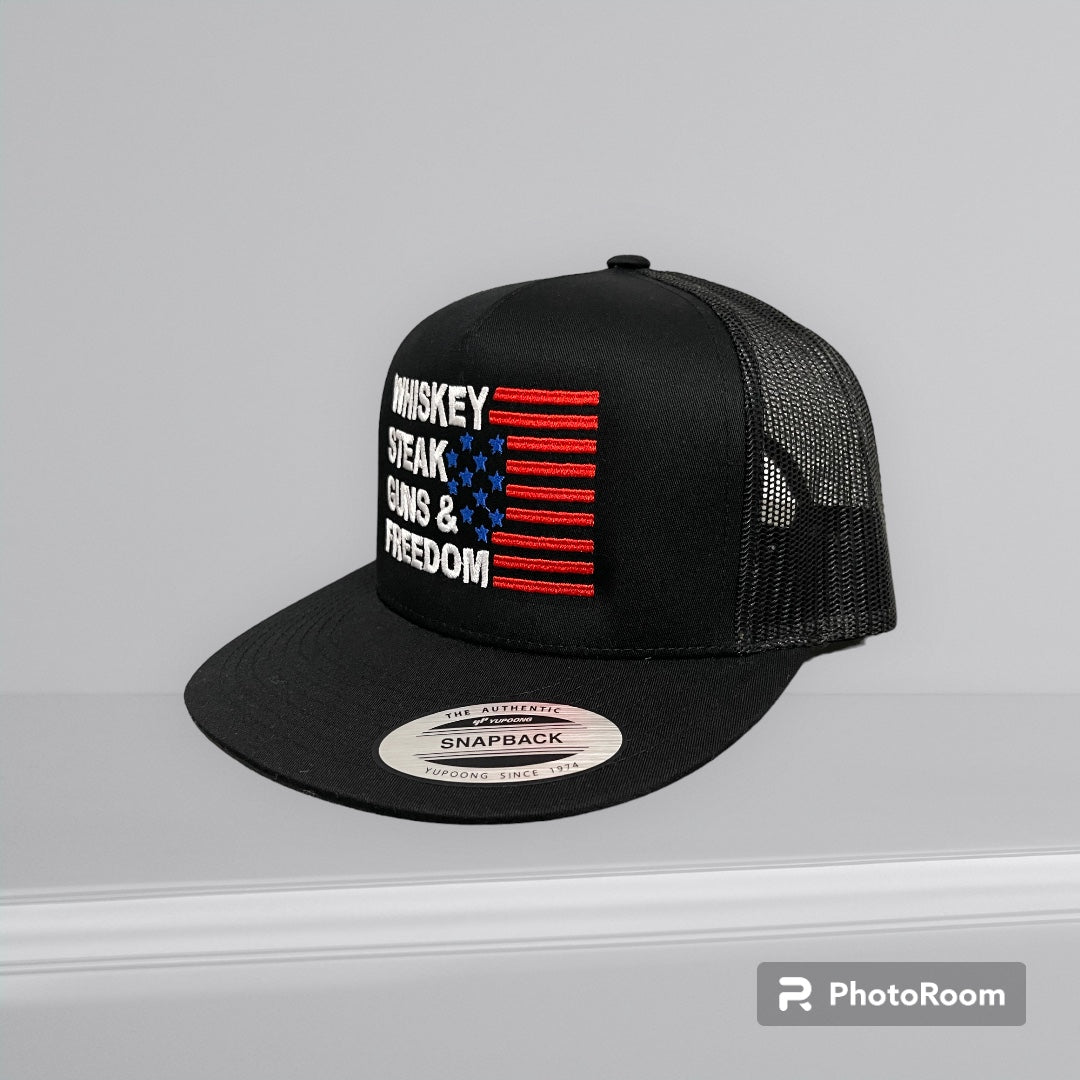 Whiskey Steak Guns and Freedom Embroidered Hat