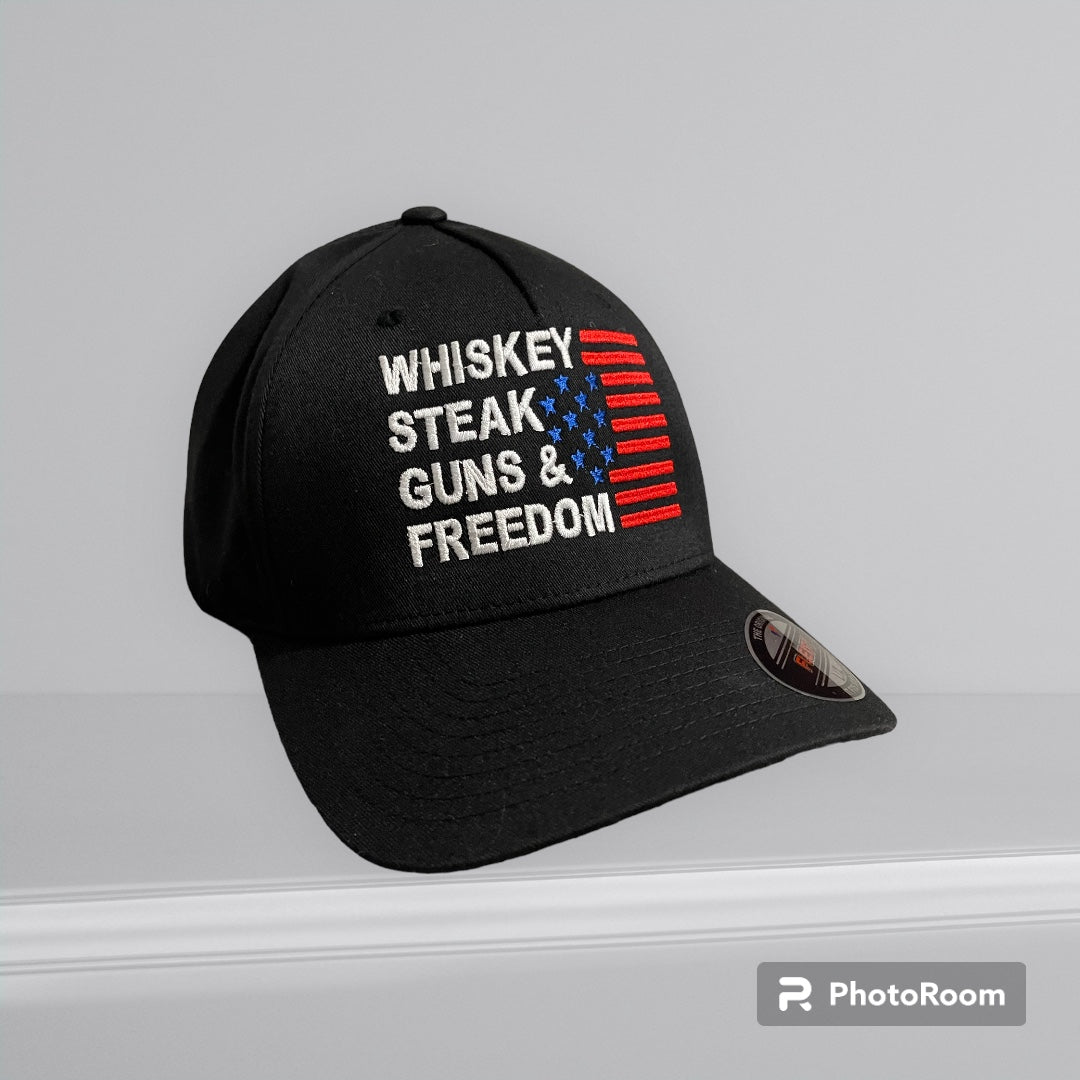 Whiskey Steak Guns and Freedom Embroidered Hat