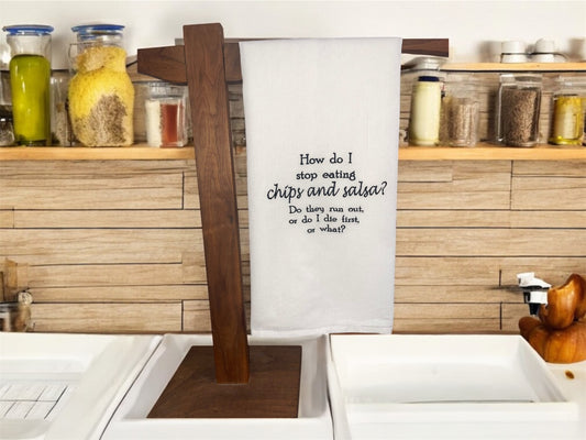How Do I Stop Eating Chips and Salsa? Embroidered Towel