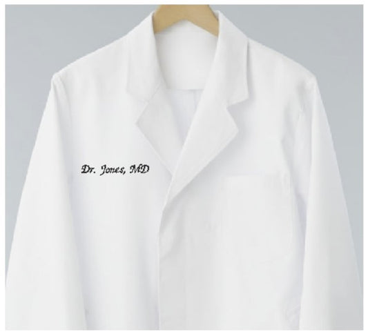 Client Provided Garments: Custom Name Embroidery for Chef Coats, Lab Coats, Scrubs & Polo Shirts