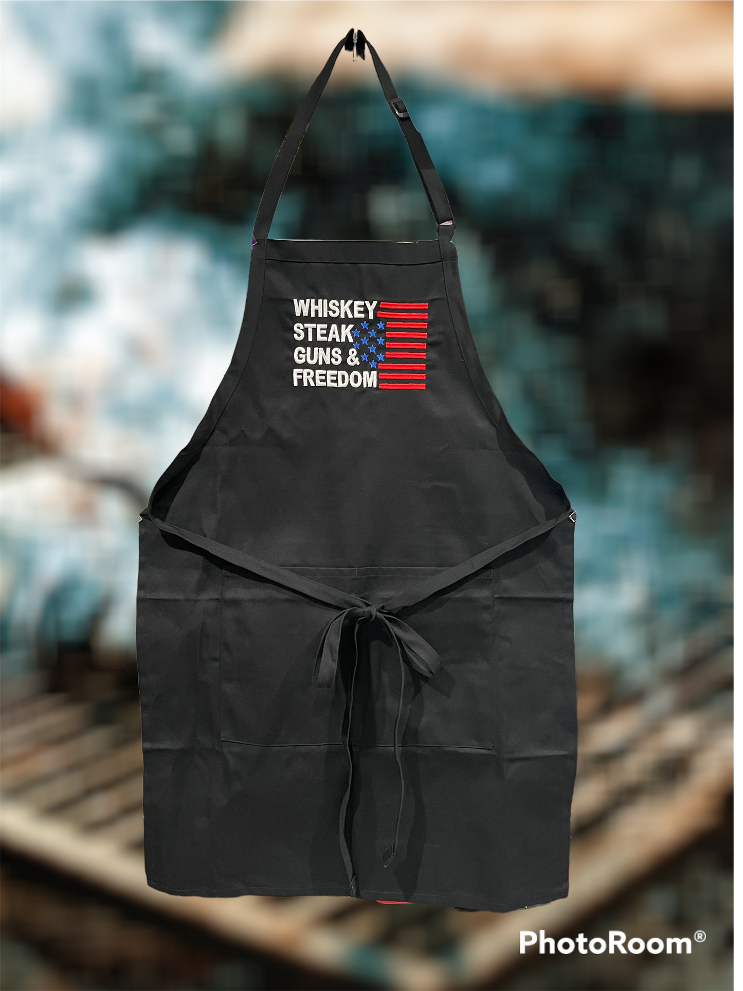 Whiskey Steak Guns and Freedom Embroidered Apron