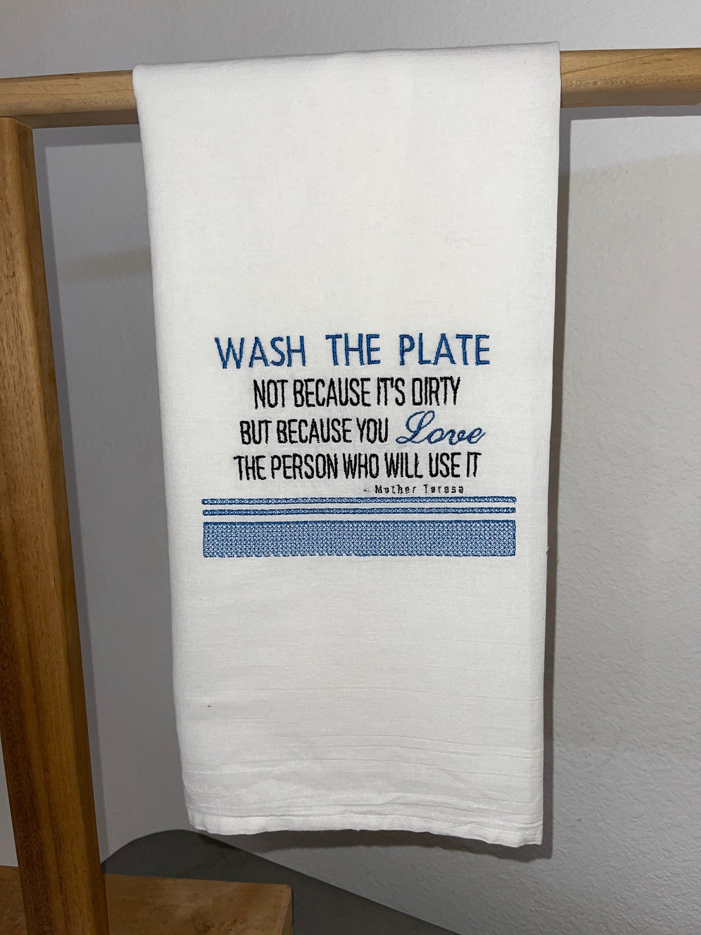Wash the Plate Embroidered Kitchen Towel