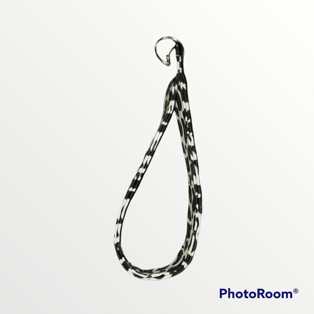 Black Cow Print Wrist Key Chain
