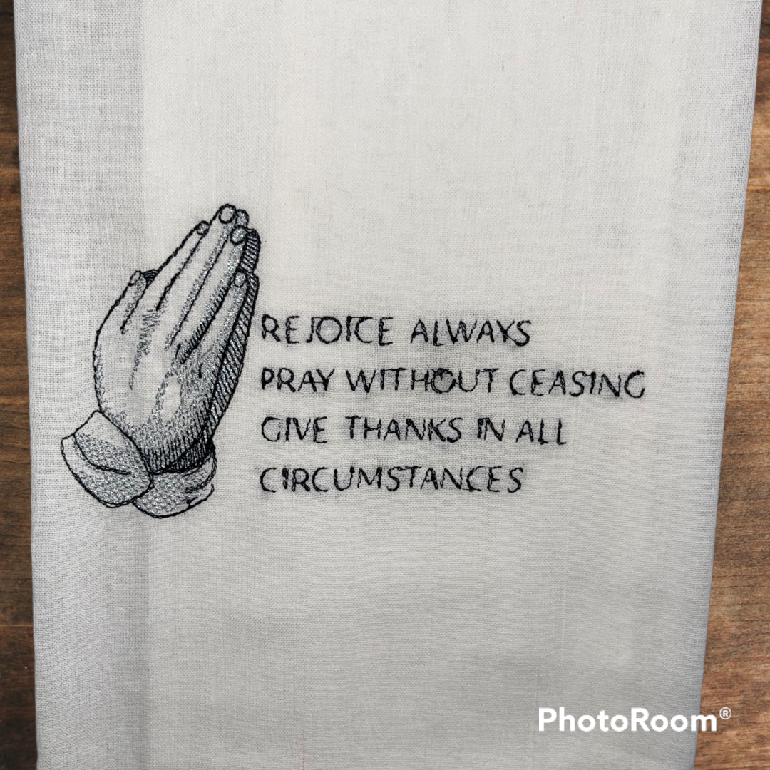 Praying Hands Embroidered Towel