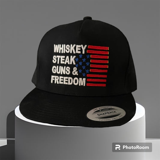 Whiskey Steak Guns and Freedom Embroidered Hat