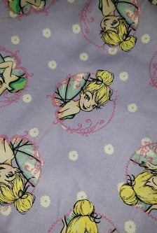 Make Up Bag and Coin Purse Set made from Licensed Tinkerbell Fabric.