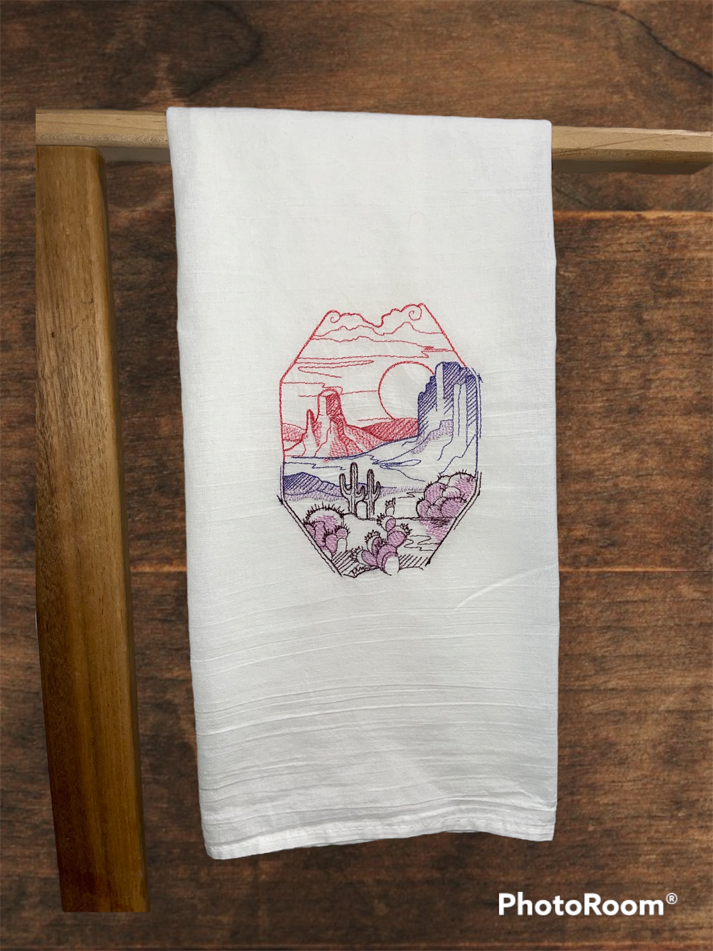 Desert Landscape Embroidered Kitchen Towel