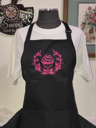 Beautiful Cupcake Embroidered Apron