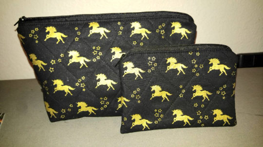 Gold Unicorn Makeup Bag and Coin Purse