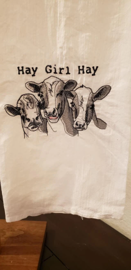 Hay Girl Hay Embroidered Kitchen Towel