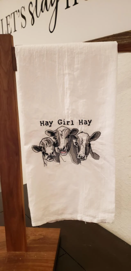 Hay Girl Hay Embroidered Kitchen Towel