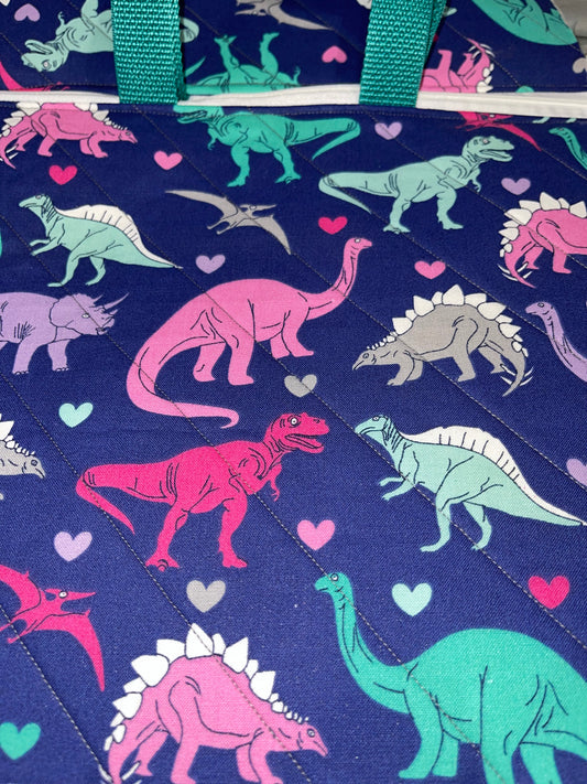 Pretty Dinos with Hearts Children's Zip Tote