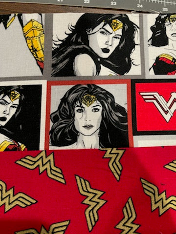 Wonder Woman Make Up Bag and Coin Purse Set made from Licensed Wonder Woman Fabric.