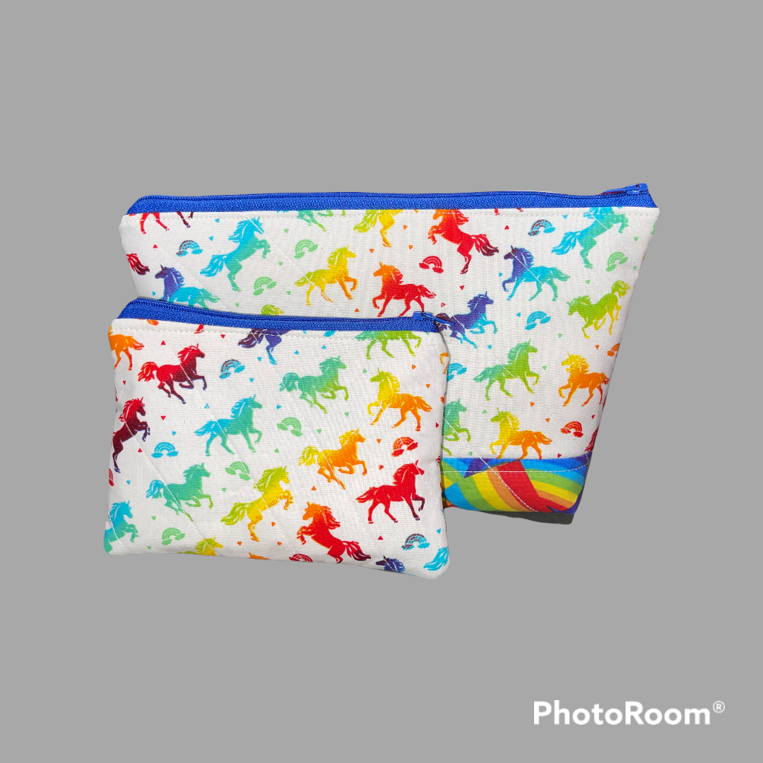 Rainbow Unicorn Make Up Bag and Coin Purse Set