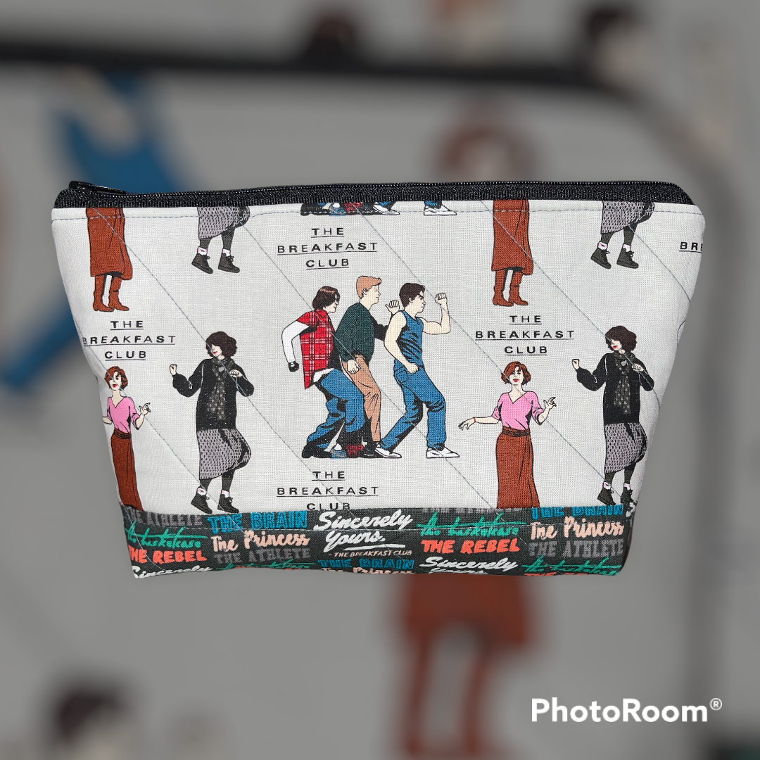 80's Make Up Bag and Coin Purse Set made from Licensed The Breakfast Club Fabric.