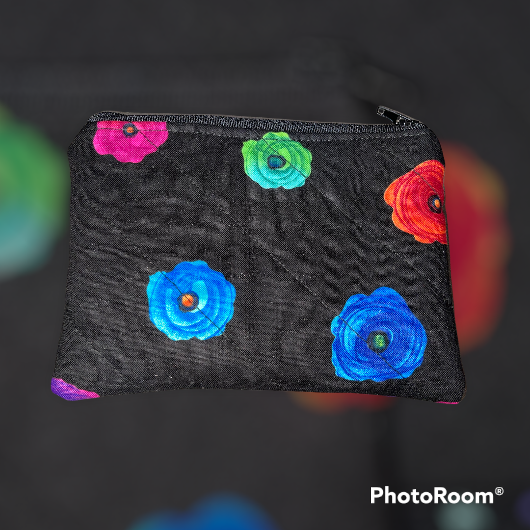 Vibrant Roses Make Up Bag and Coin Purse Set