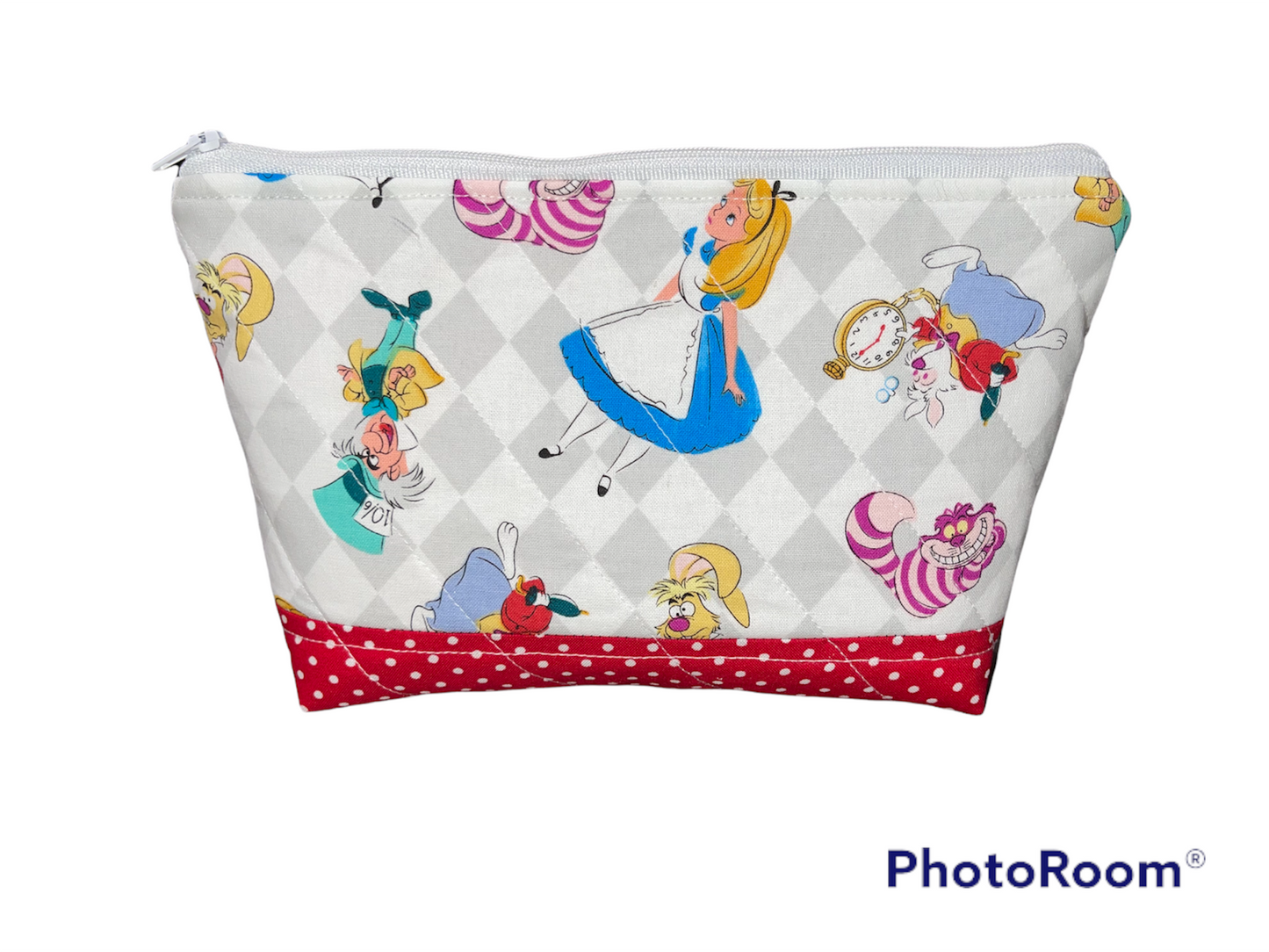 Make up Bag and Coin Purse Set Made from Licensed Alice in Wonderland Fabric