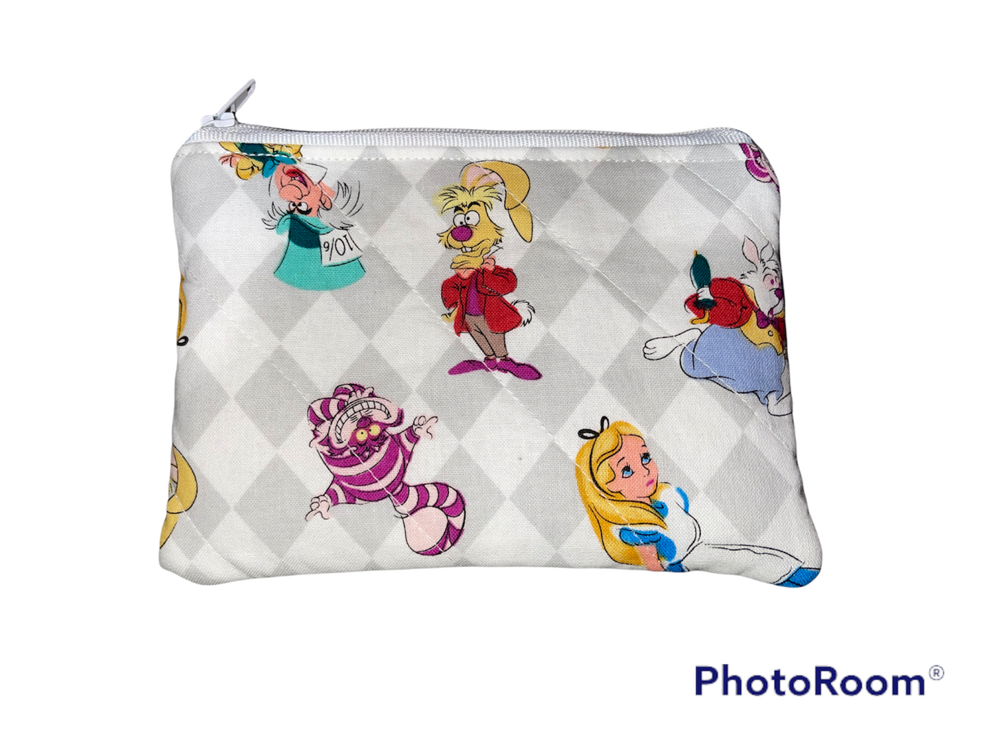 Make up Bag and Coin Purse Set Made from Licensed Alice in Wonderland Fabric