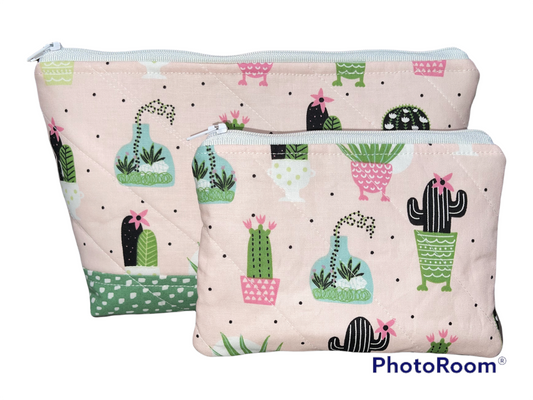 Potted Succulents  Make up Bag and Coin Purse Set