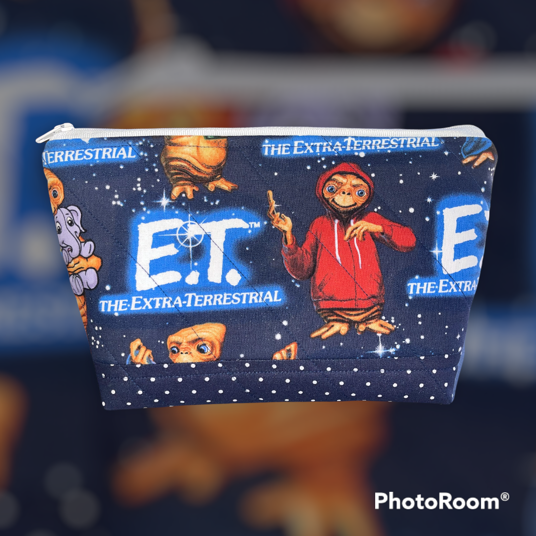 80's Make Up Bag and Coin Purse Set made from Licensed ET Fabric.