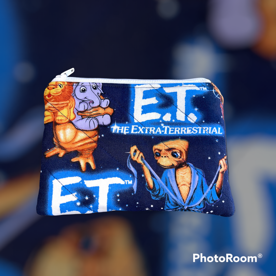 80's Make Up Bag and Coin Purse Set made from Licensed ET Fabric.