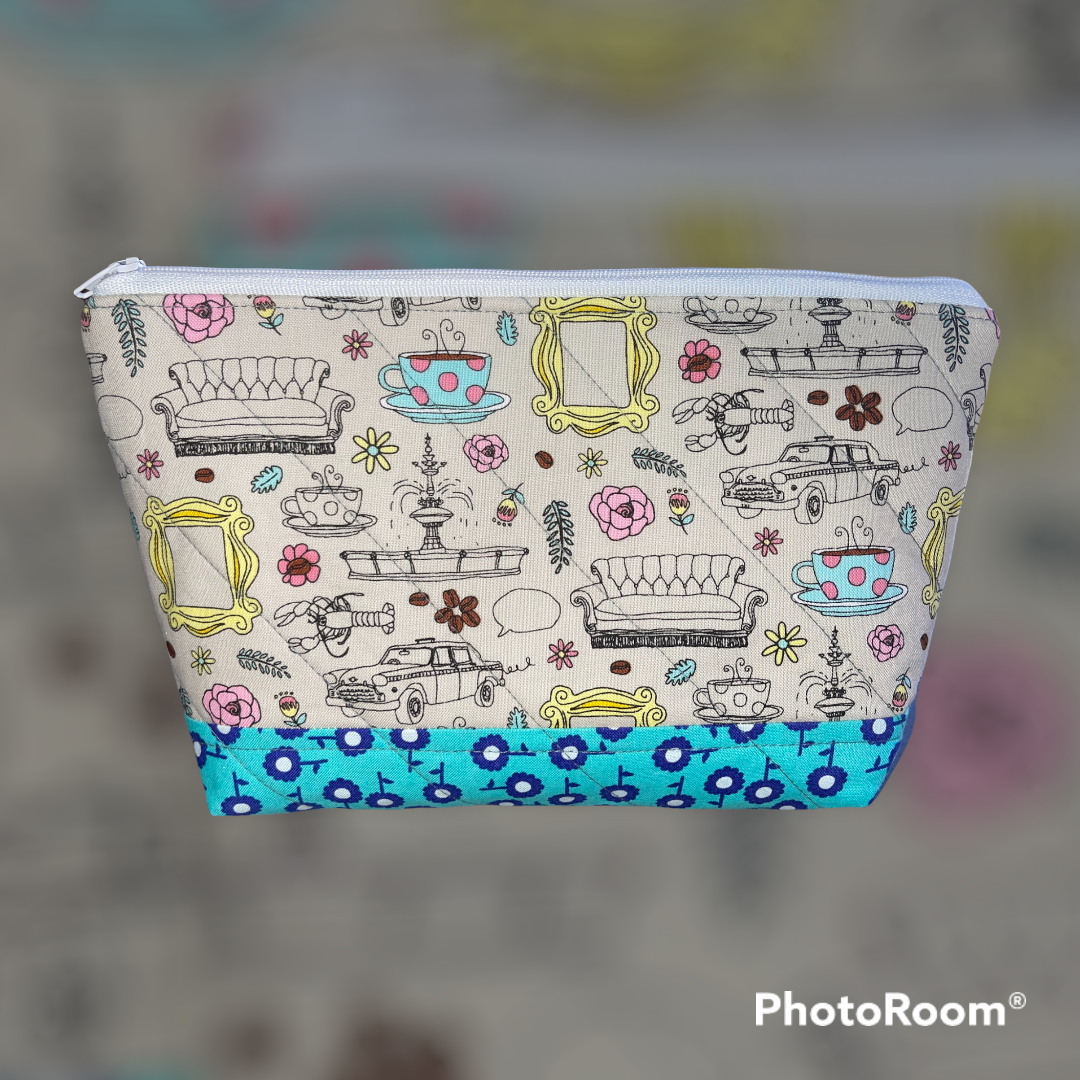 Make Up Bag and Coin Purse Set made from Licensed Friends Fabric.