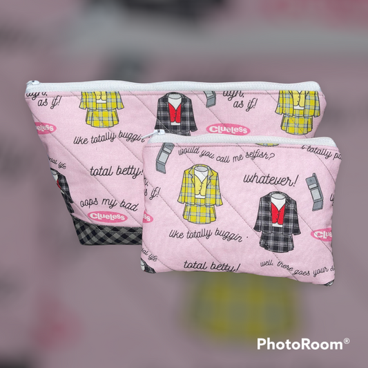 Spoiled Girl Make Up Bag and Coin Purse Set made from Licensed Clueless Fabric.