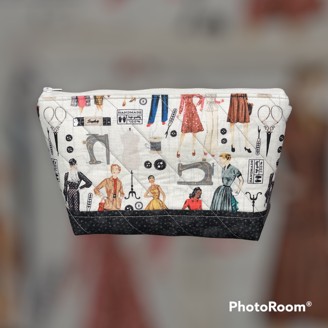 Retro Sewing  Make Up Bag and Coin Purse Set