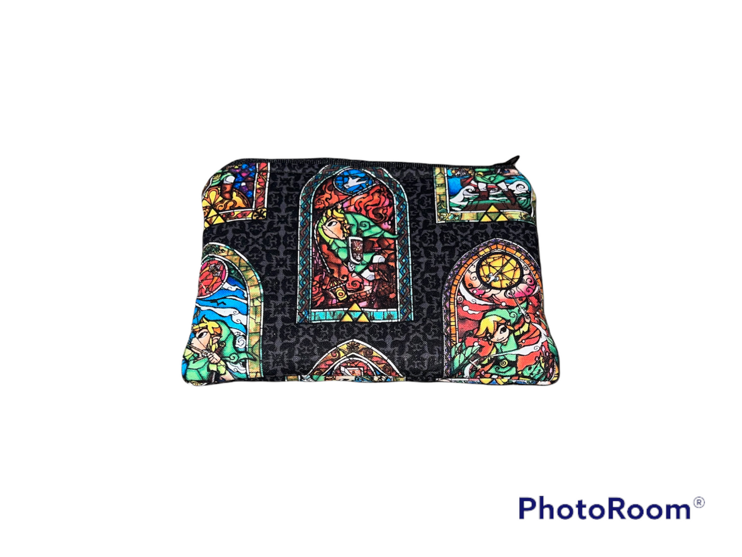 Video Game Make Up Bag and Coin Purse Set made from Licensed Legend Of Zelda Fabric.