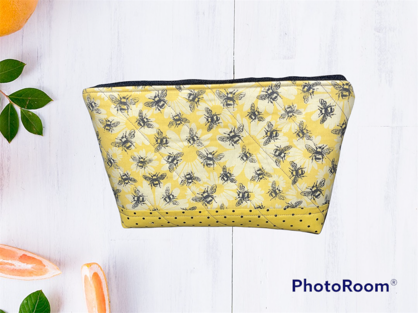 Bee with Yellow Flowers Make up Bag and Coin Purse Set