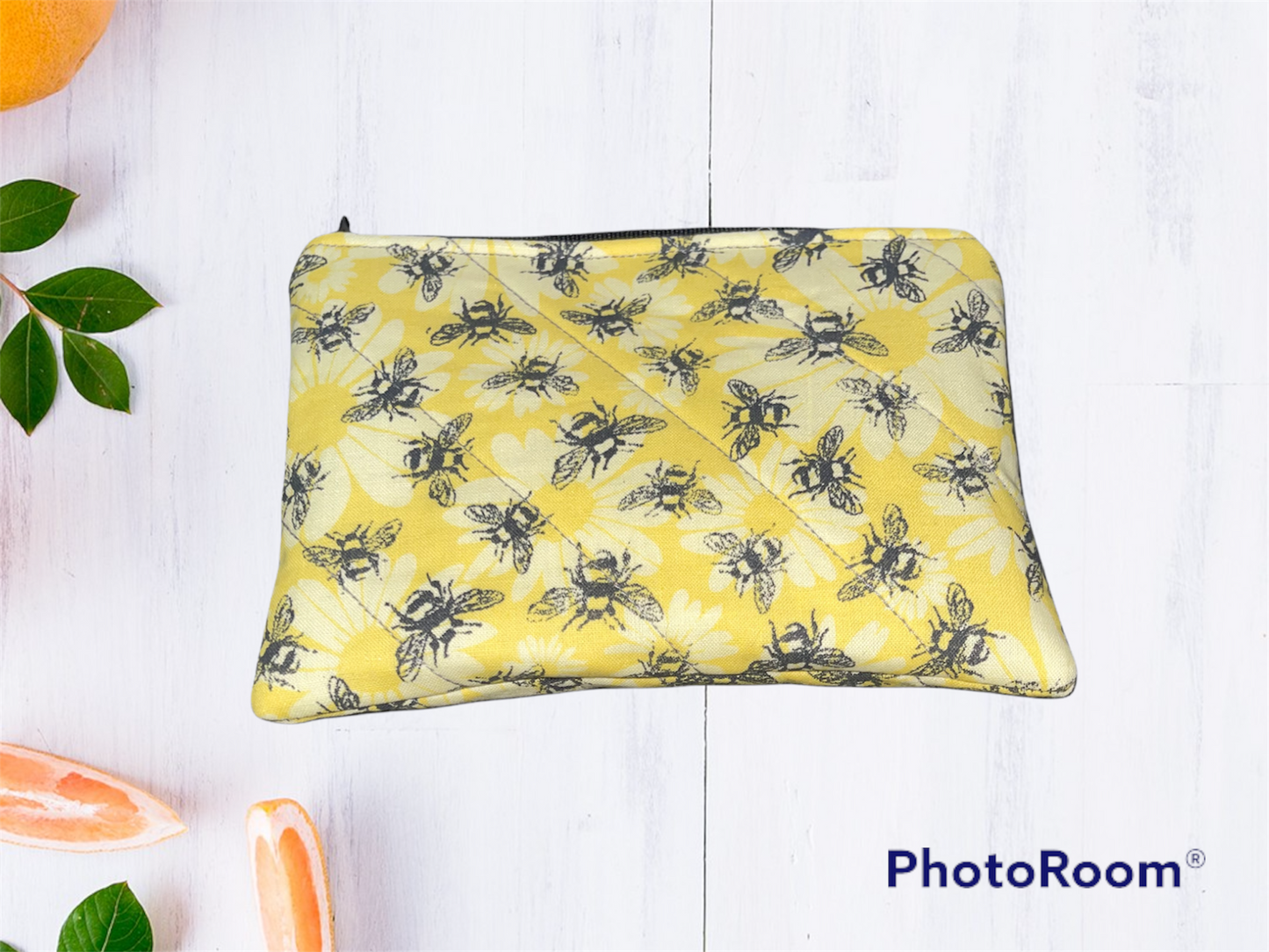 Bee with Yellow Flowers Make up Bag and Coin Purse Set