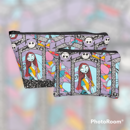 Stained Glass Make Up Bag and Coin Purse Set made from Licensed Nightmare Before Christmas Fabric