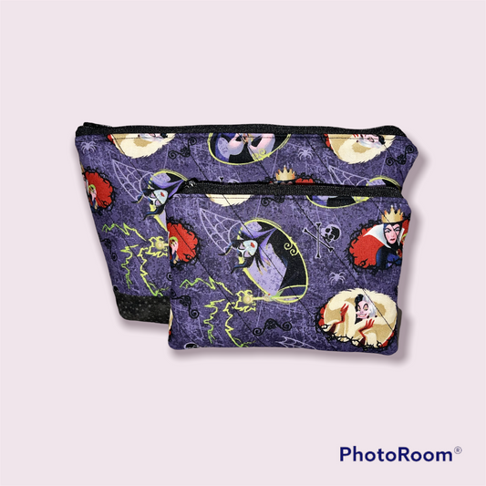 Lady Villains Make Up Bag and Coin Purse Set made from Licensed Disney Fabric