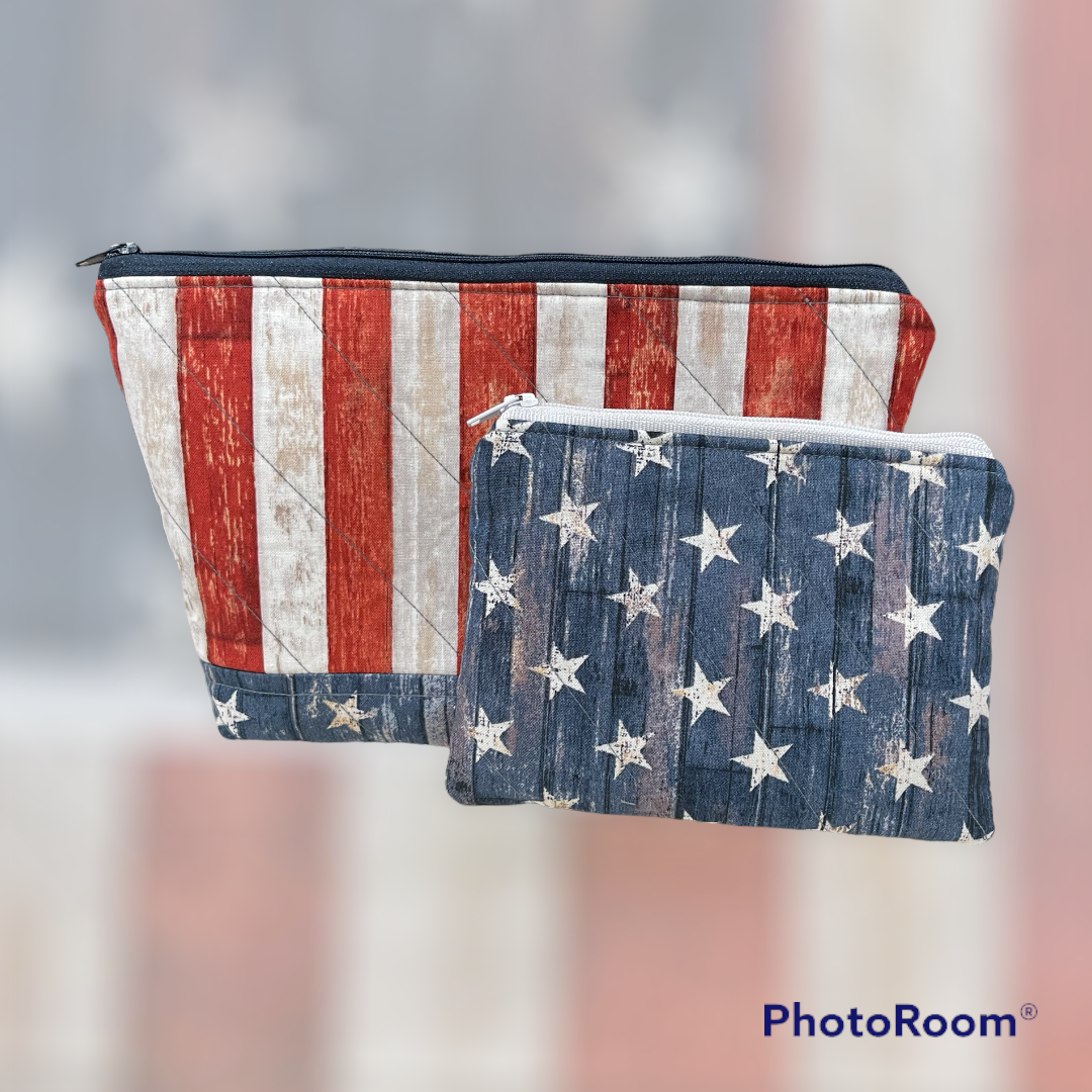 Americana Make up Bag and Coin Purse Set