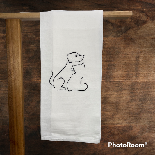 Dog and Cat  Embroidered Kitchen Towel