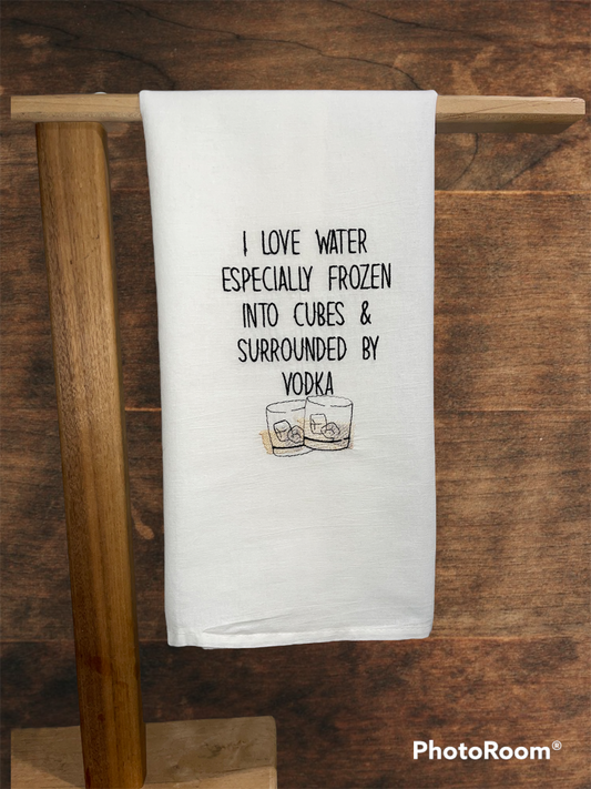 Ice Surrounded by Vodka Embroidered Towel