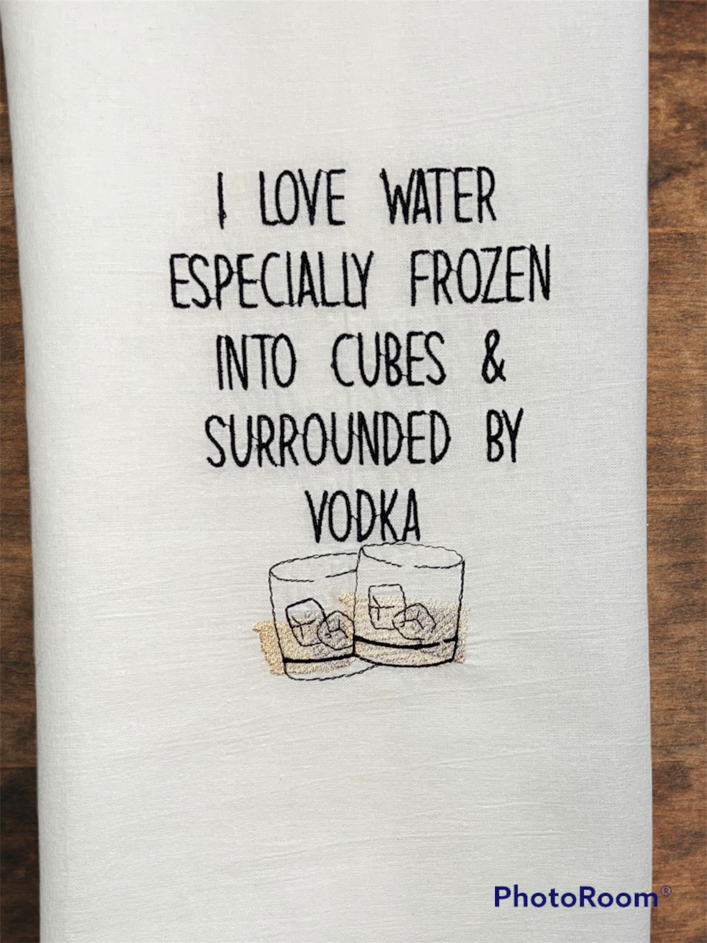 Ice Surrounded by Vodka Embroidered Towel