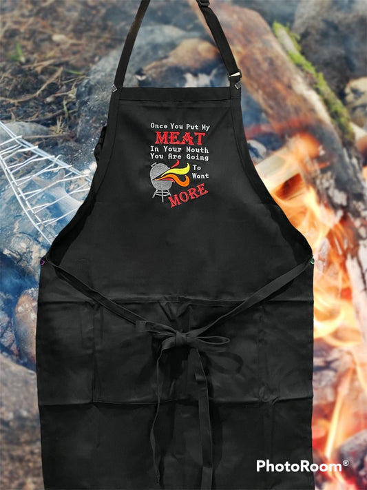 Meat In Mouth Embroidered Apron