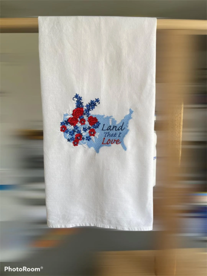 Land That I Love Embroidered Towel