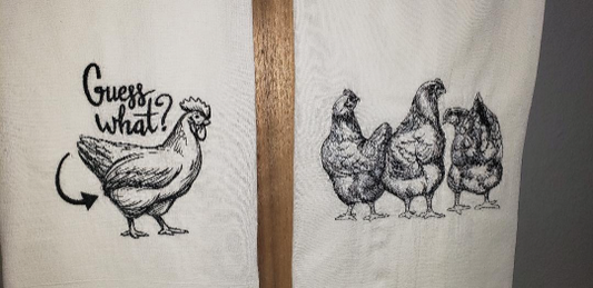 Chicken Butt Set Embroidered Kitchen Towels