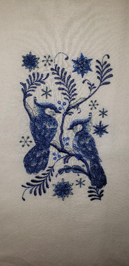 Blue Birds Embroidered Towel