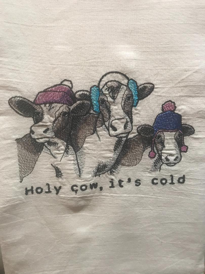 Holy Cow, It's Cold Embroidered Towel