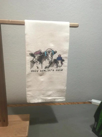 Holy Cow, It's Cold Embroidered Towel