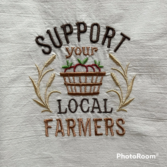 Support Your Local Farmers Embroidered Towel