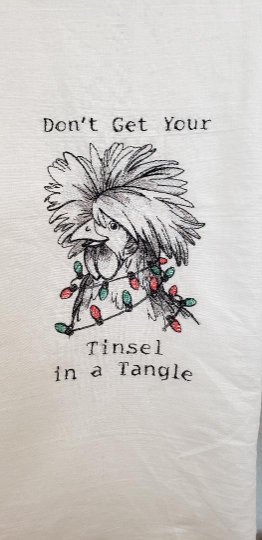 Don't Get Your Tinsel in a Tangle Embroidered Towel