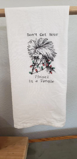 Don't Get Your Tinsel in a Tangle Embroidered Towel